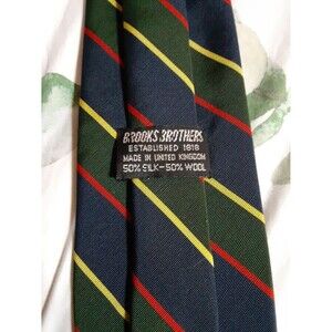 Brooks Brothers Makers Tie Silk Wool Blend Made in UK Repp Stripe Ivy Preppy